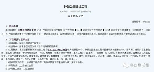 茂名市鐘鼓公園施工項目啟動勞務分包招標，工期三個月